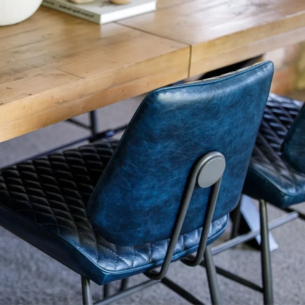 Round Dining Set with 4 Chairs - Blue, Wood image