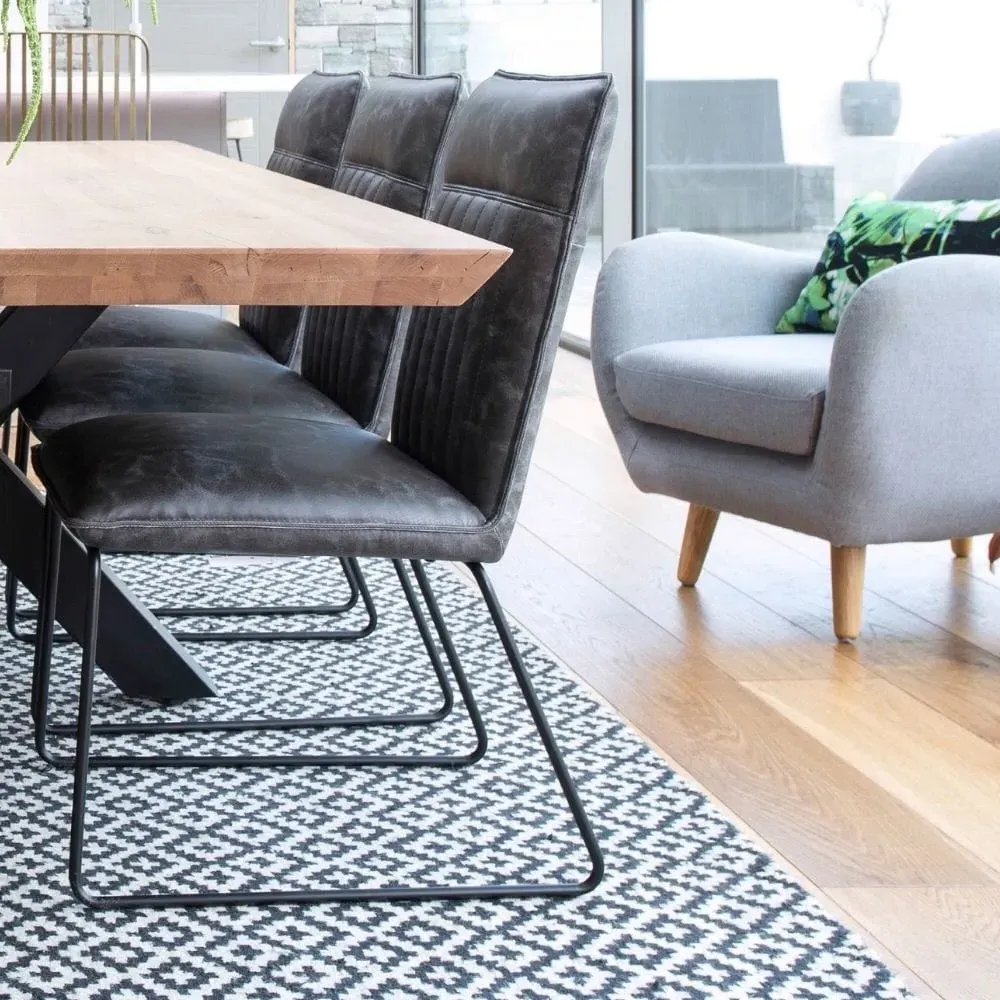 Round Dining Set with 4 Chairs - Grey, Wood
