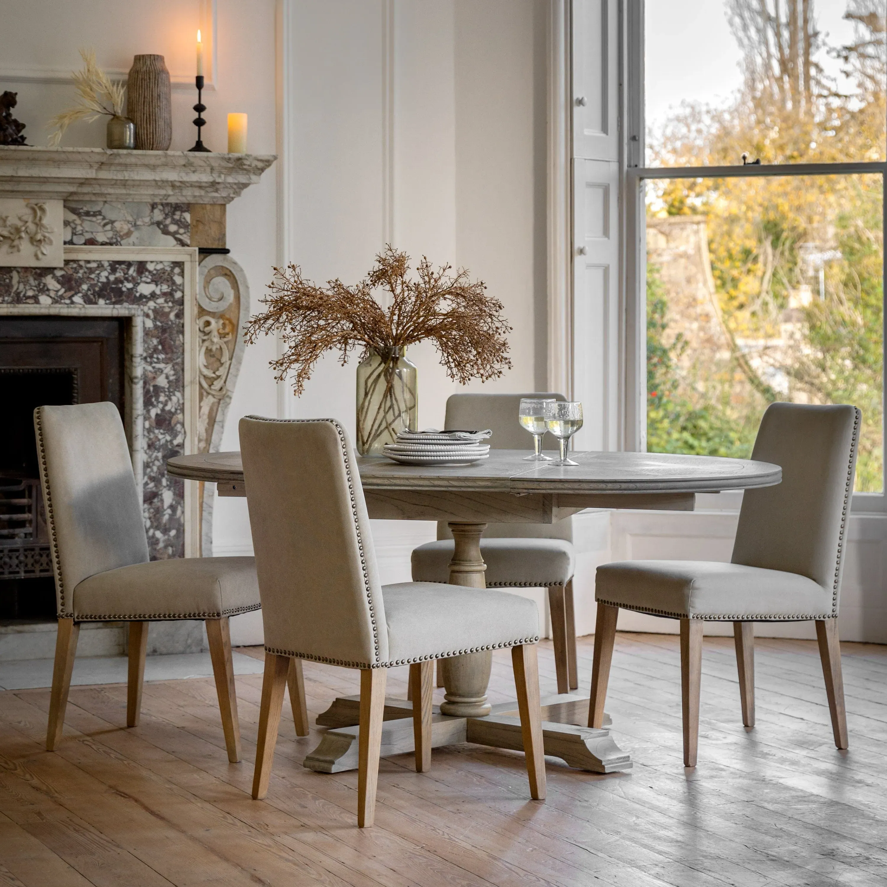 Round Extending Dining Table - Ash, Mindy Wood