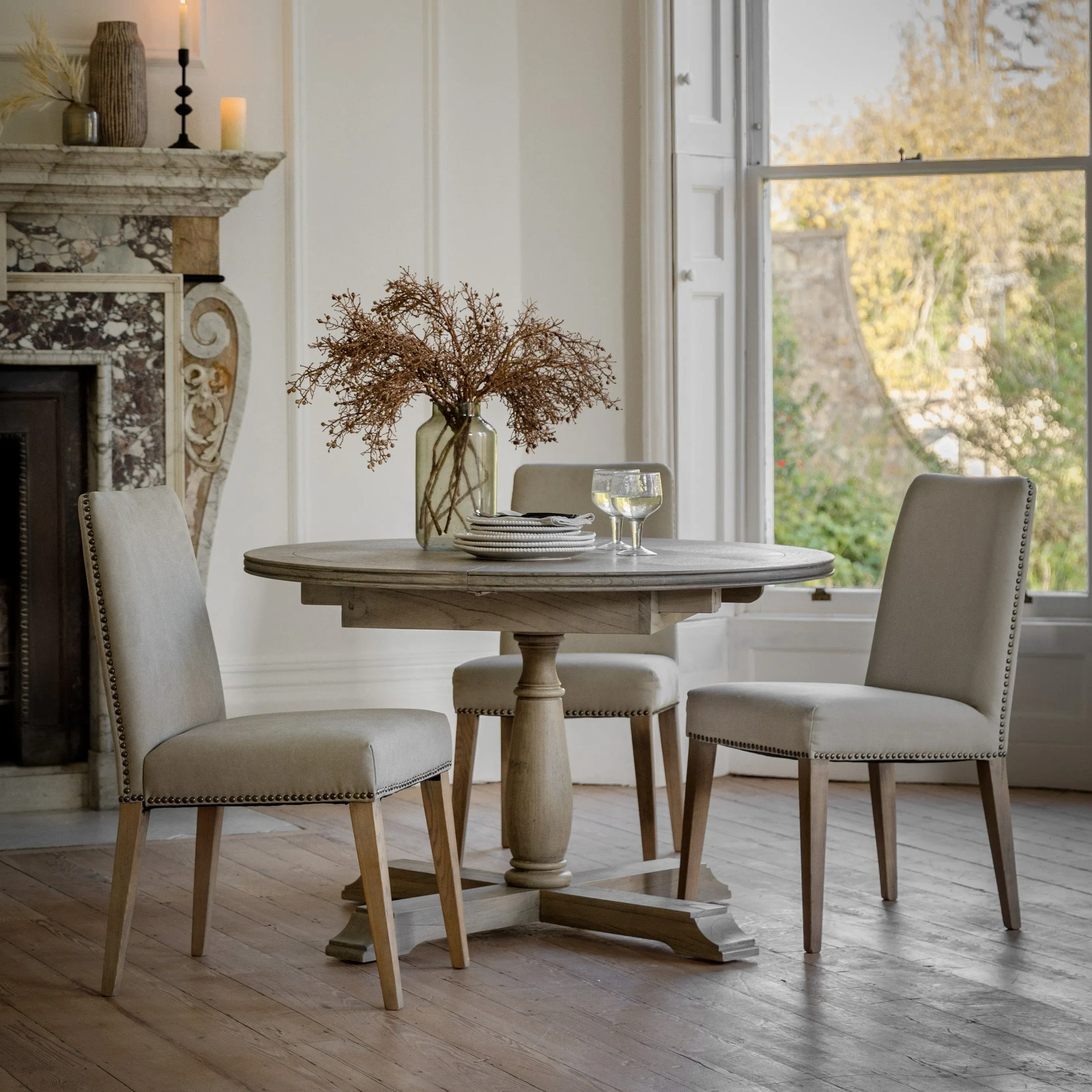 Round Extending Dining Table - Ash, Mindy Wood image