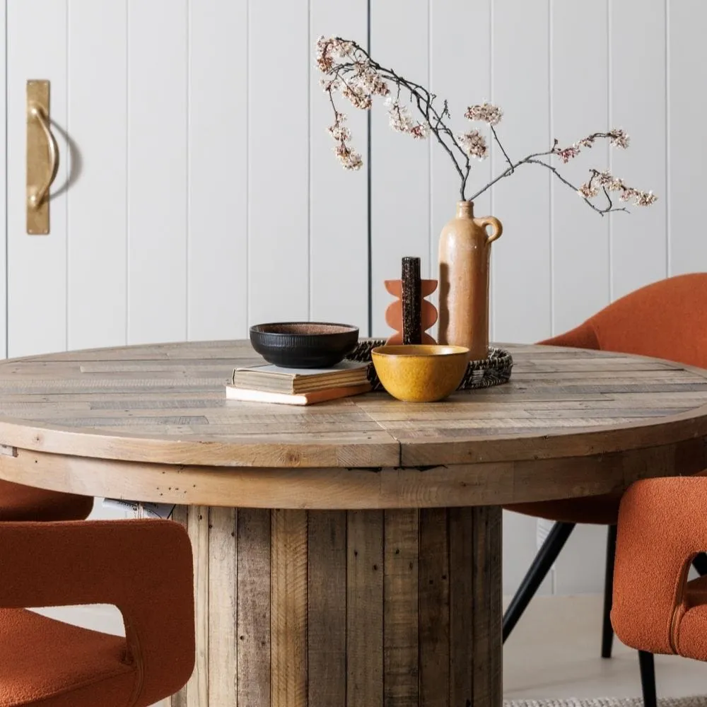 Round Extending Dining Table - Wood, Reclaimed