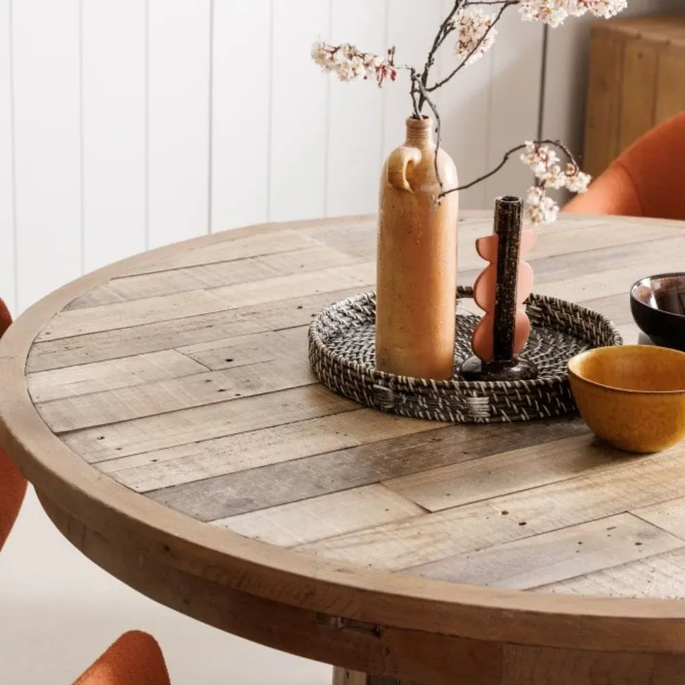 Round Extending Dining Table - Wood, Reclaimed