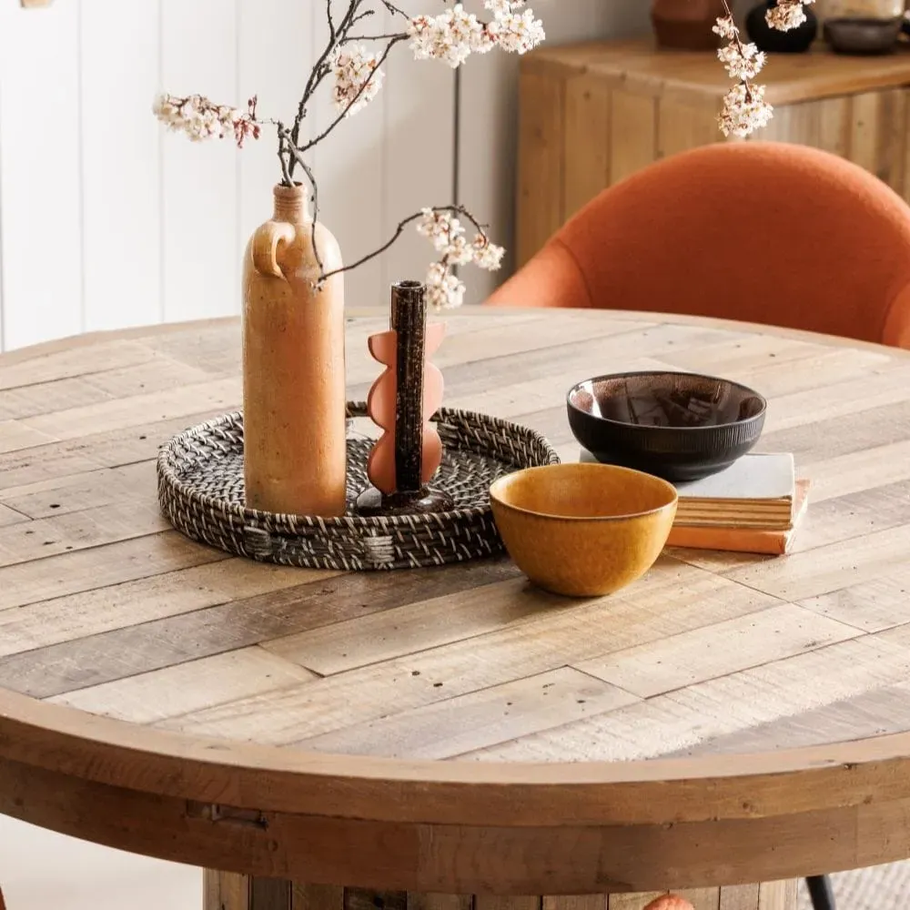 Round Extending Dining Table - Wood, Reclaimed