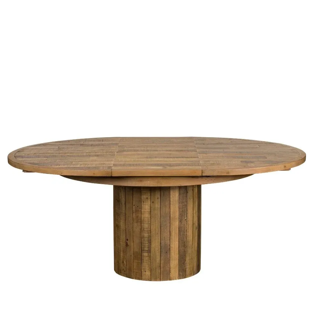 Round Extending Dining Table - Wood, Reclaimed