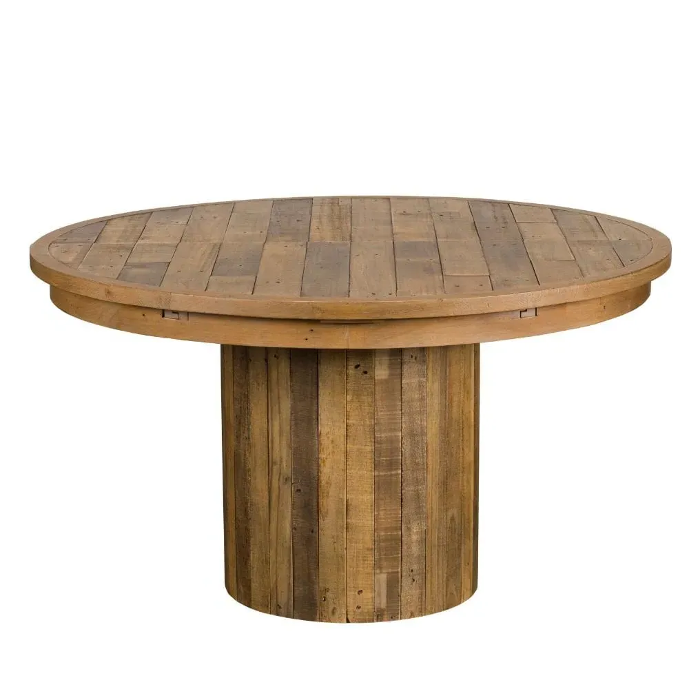 Round Extending Dining Table - Wood, Reclaimed