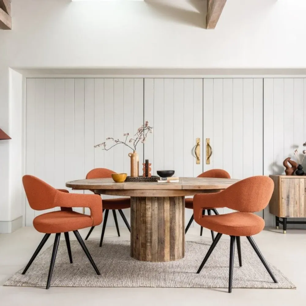 Round Extending Dining Table - Wood, Reclaimed image