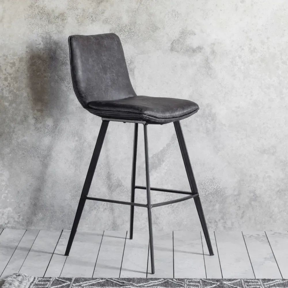Set of 2 Counter Stools - Grey, Faux Leather image