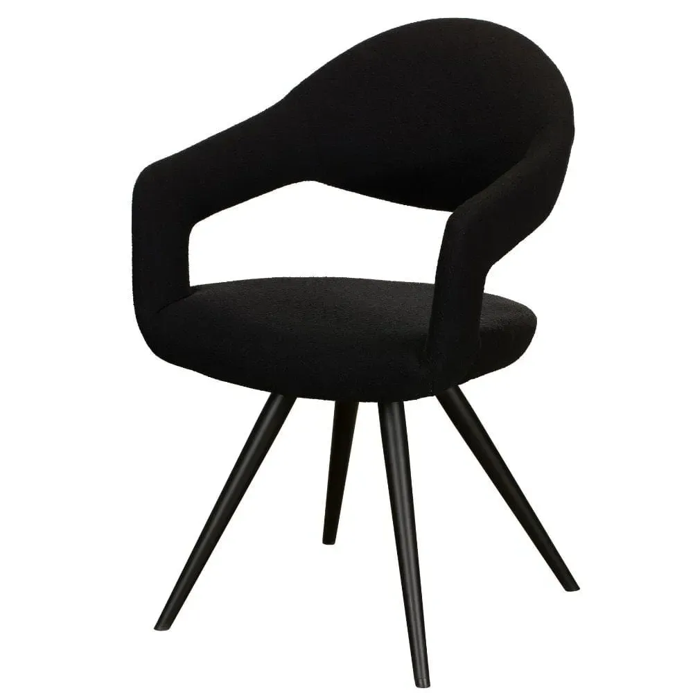 Set of 2 Dining Chairs - Black, Boucle image