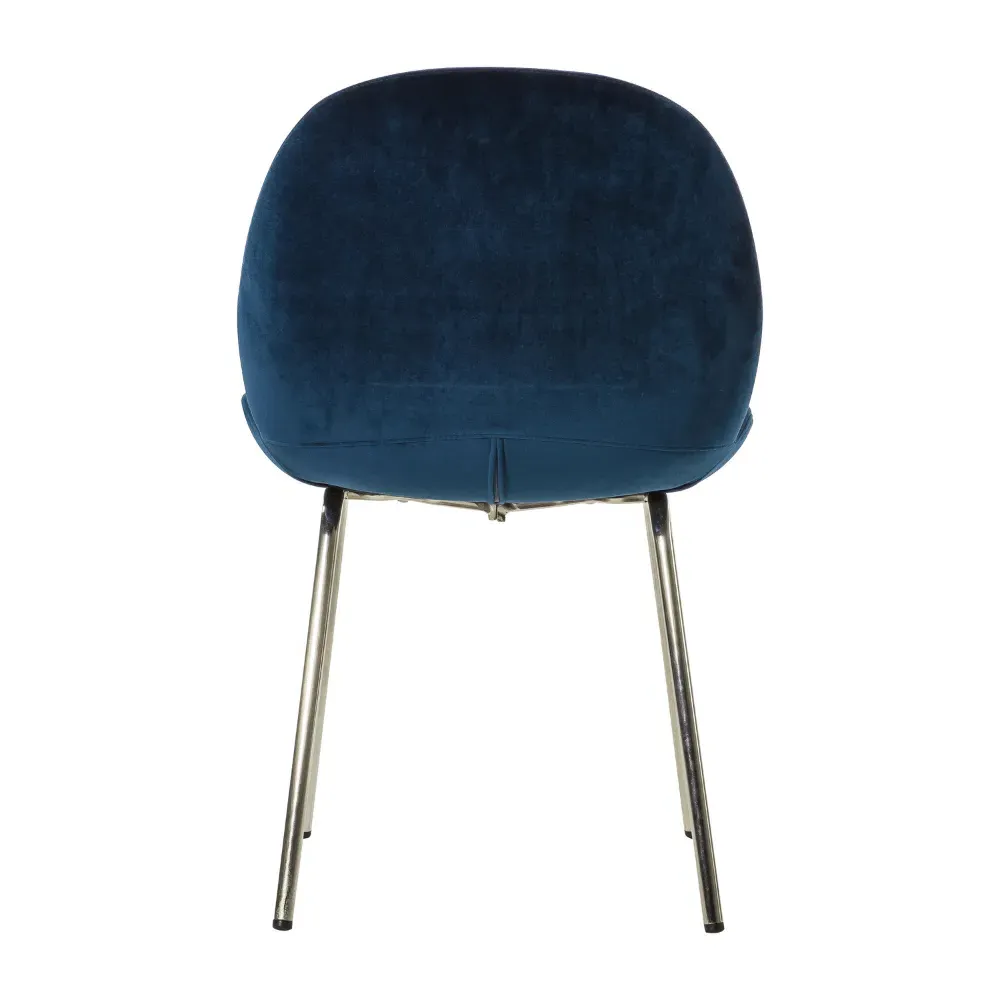 Set of 2 Dining Chairs - Blue, Velvet