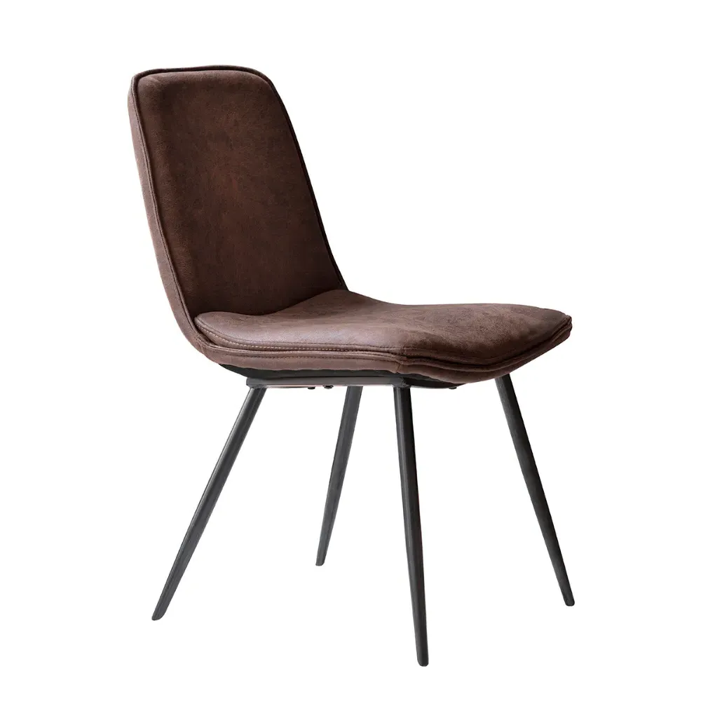 Set of 2 Dining Chairs - Brown, Faux Leather