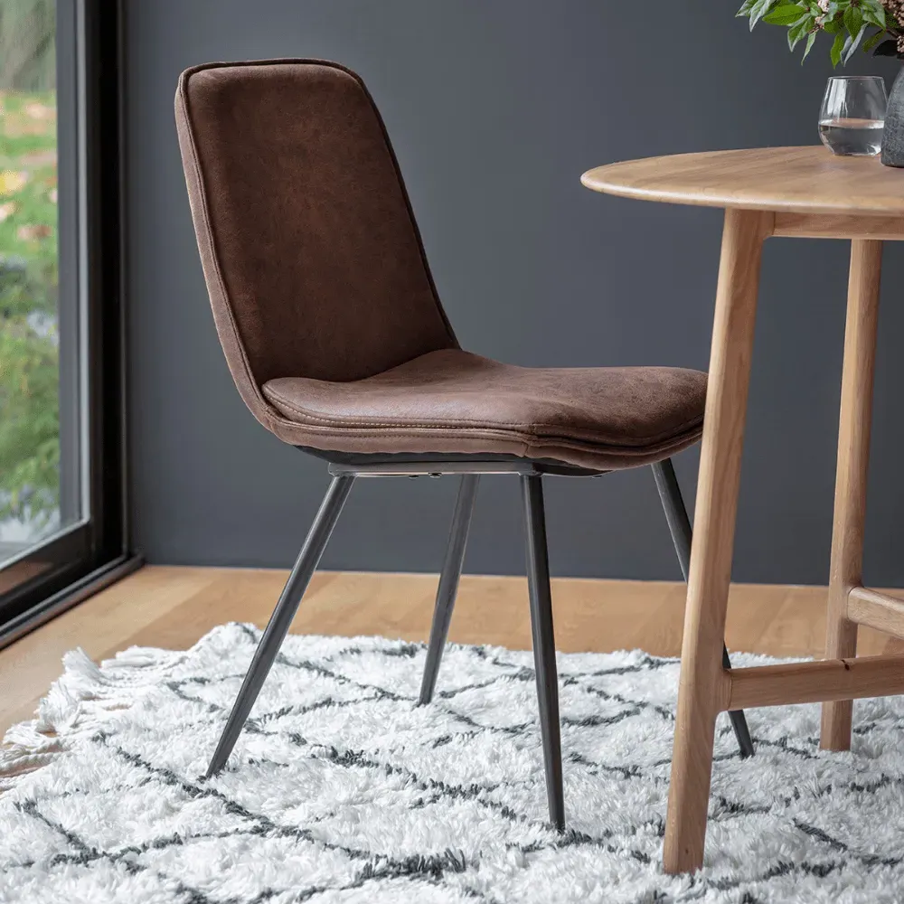 Set of 2 Dining Chairs - Brown, Faux Leather image