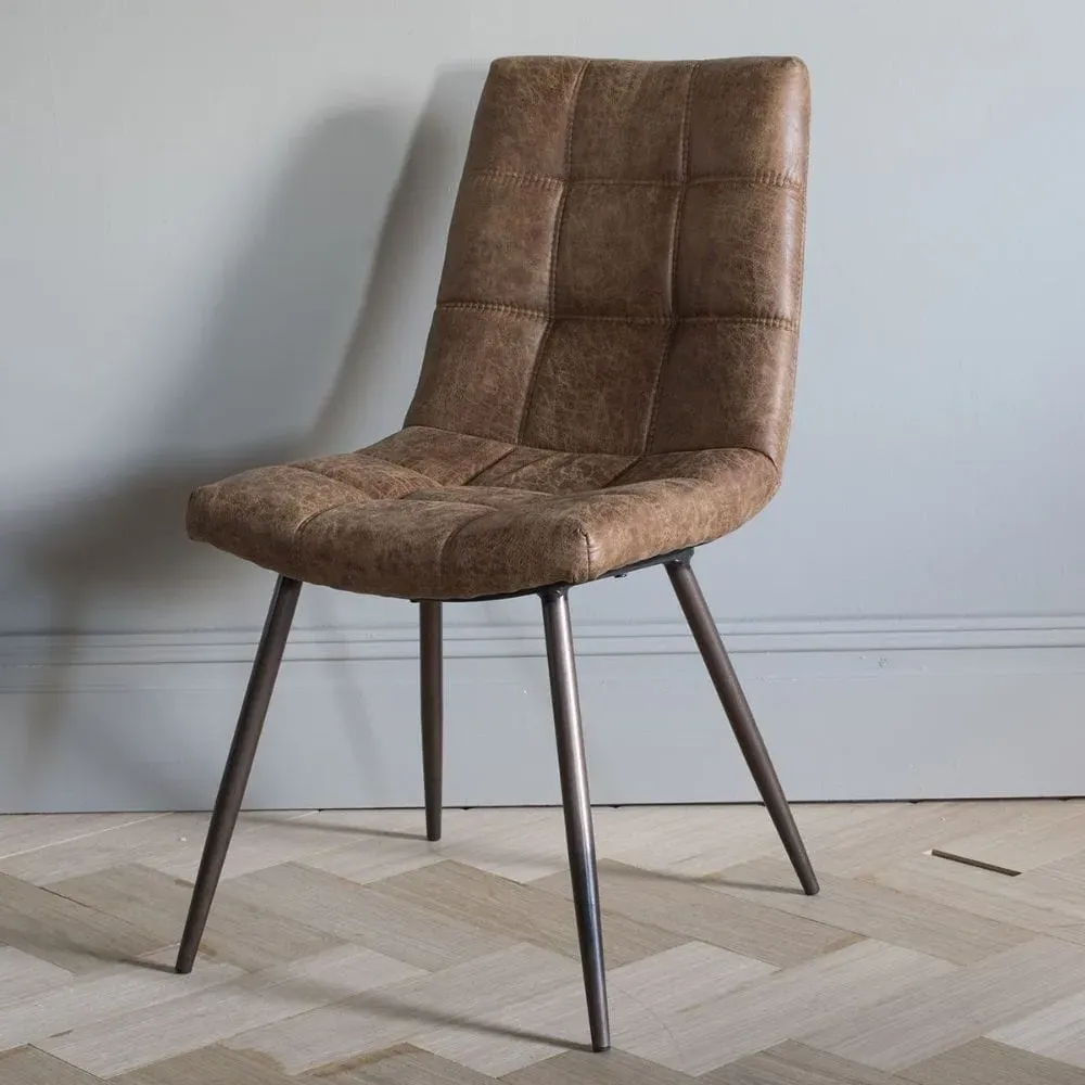 Set of 2 Dining Chairs - Brown, Faux Leather image