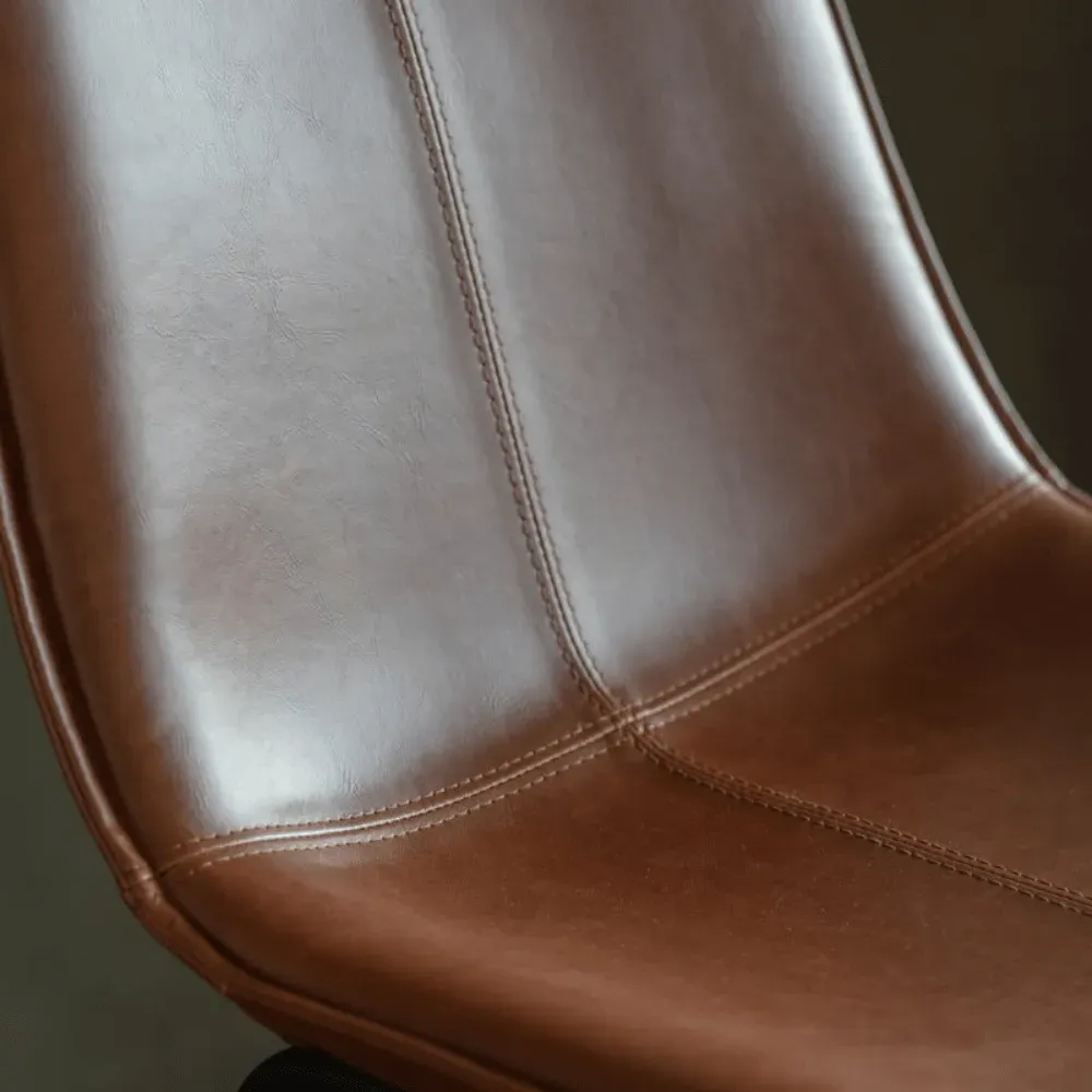 Set of 2 Dining Chairs - Brown, Faux Leather