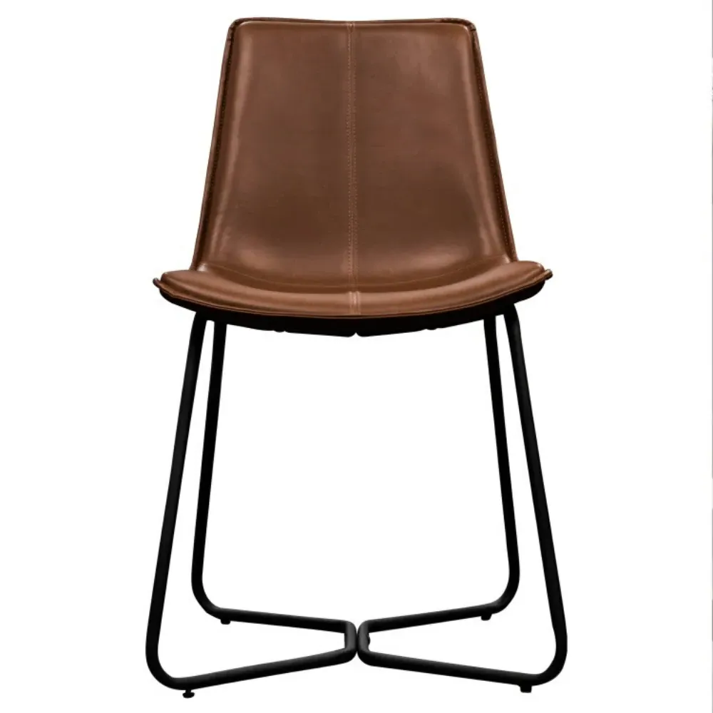 Set of 2 Dining Chairs - Brown, Faux Leather image