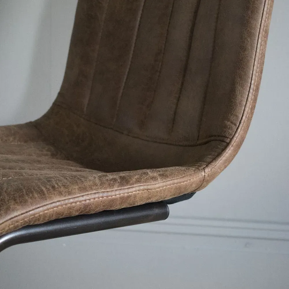 Set of 2 Dining Chairs - Brown, Faux Leather