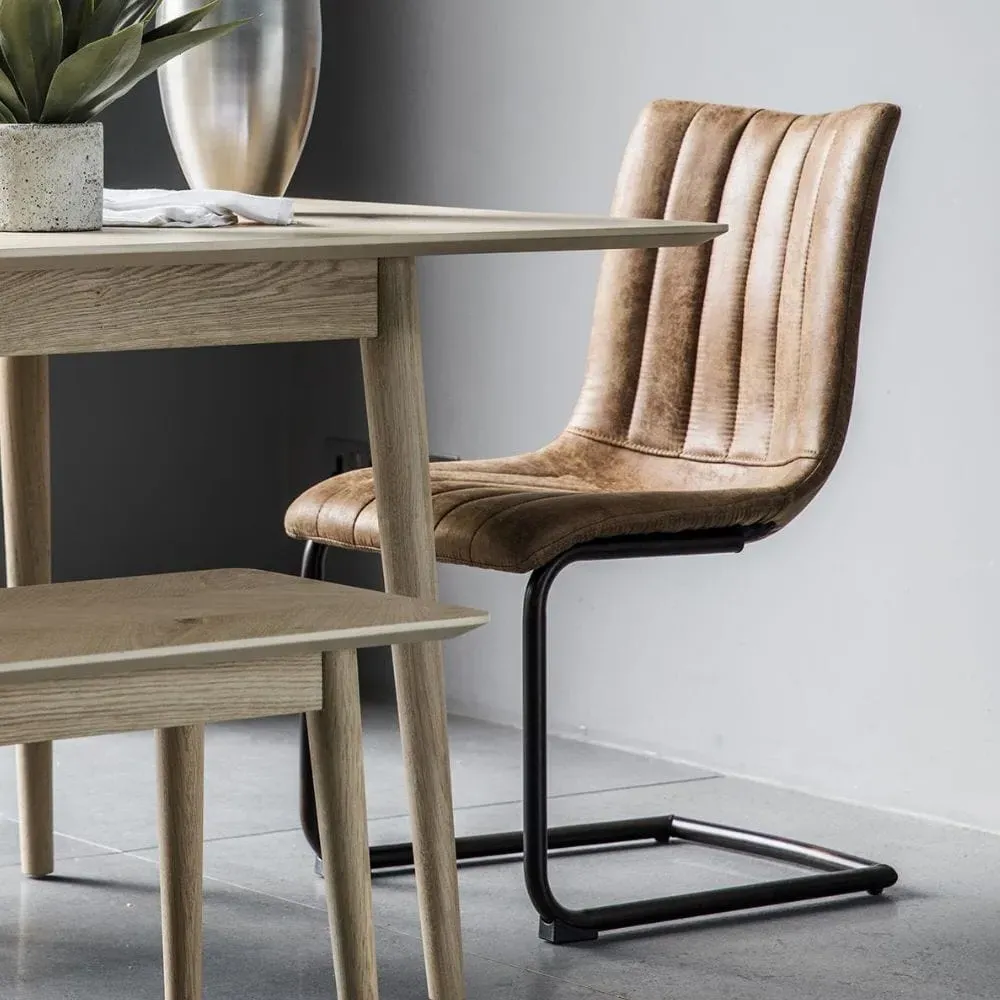 Set of 2 Dining Chairs - Brown, Faux Leather image