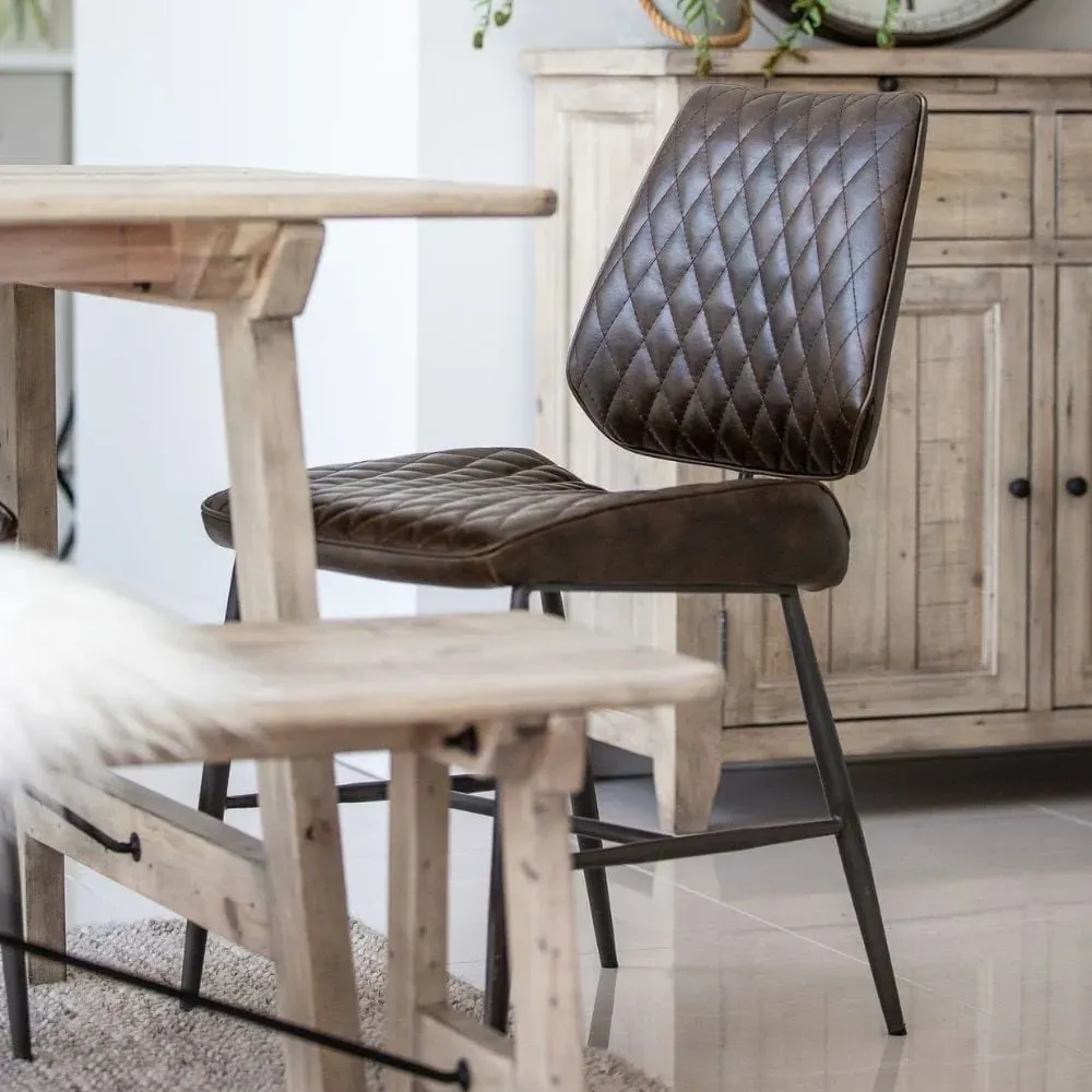 Set of 2 Dining Chairs - Brown, Faux Leather image