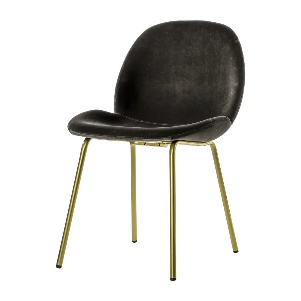 Set of 2 Dining Chairs - Brown, Velvet