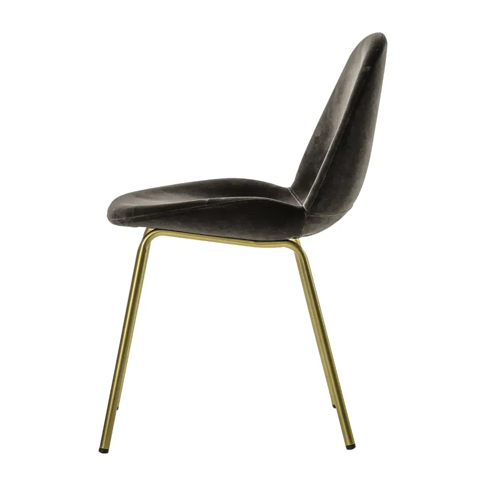Set of 2 Dining Chairs - Brown, Velvet