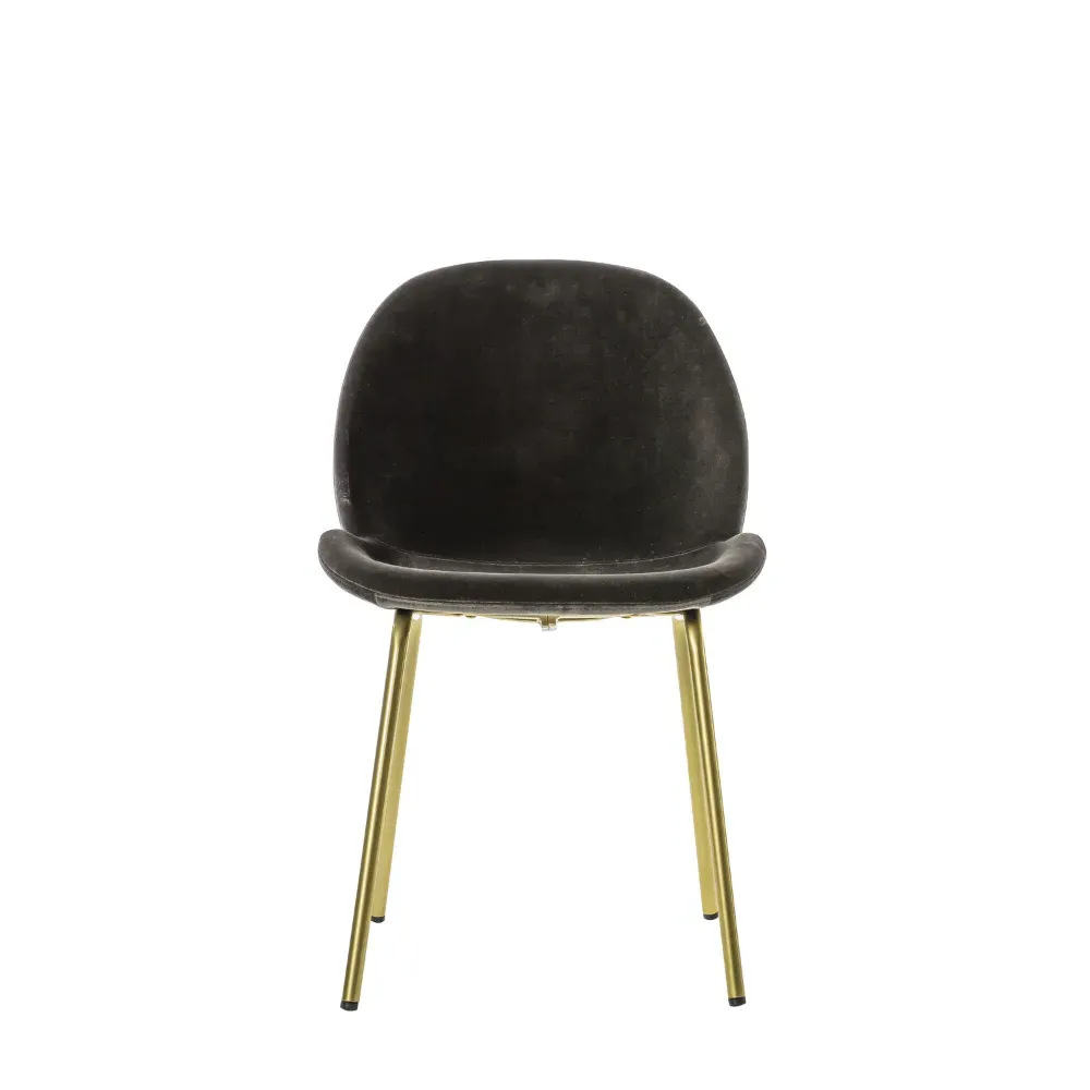 Set of 2 Dining Chairs - Brown, Velvet