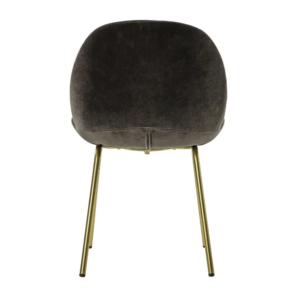 Set of 2 Dining Chairs - Brown, Velvet