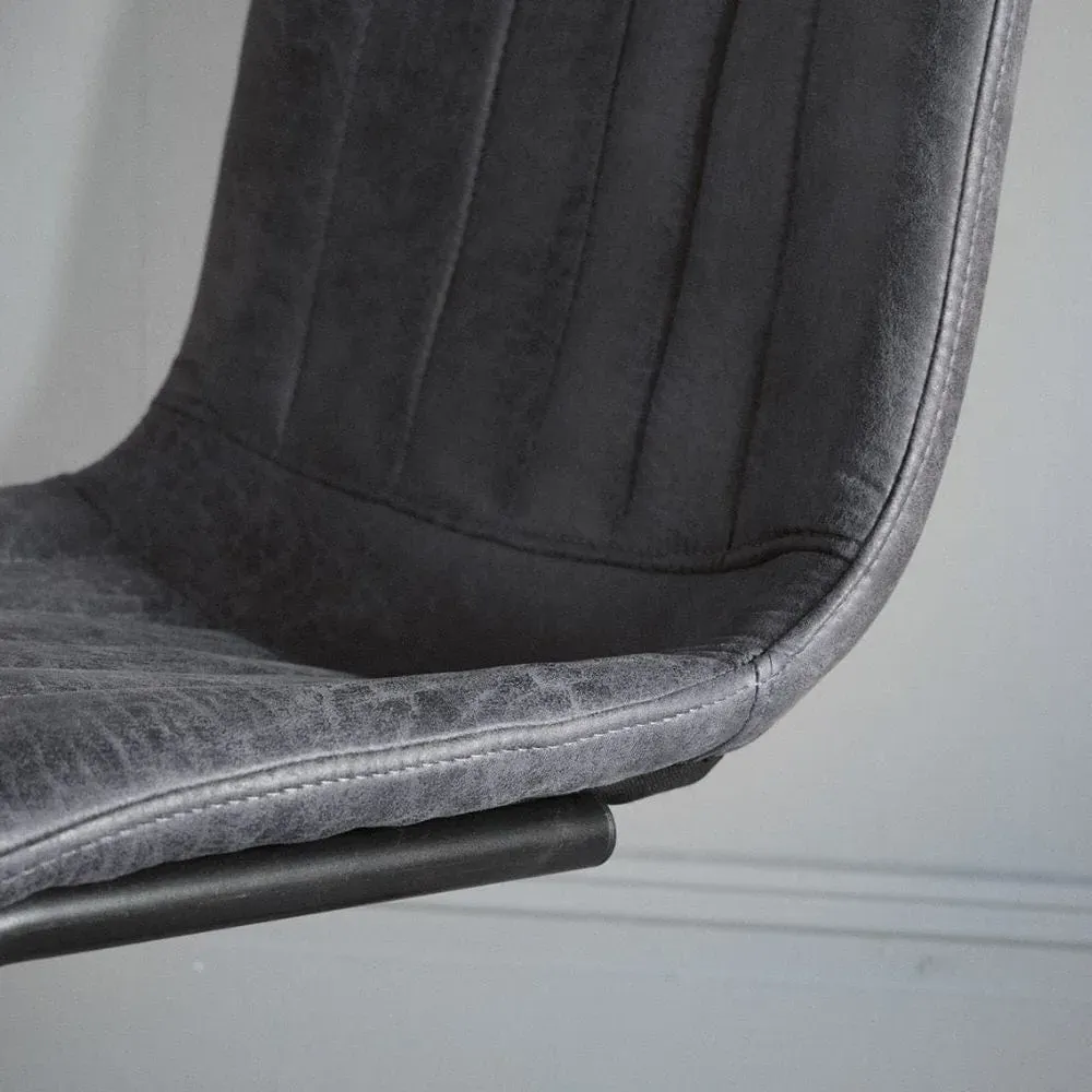 Set of 2 Dining Chairs - Charcoal, Faux Leather