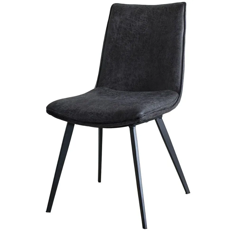Set of 2 Dining Chairs - Charcoal, Faux Leather
