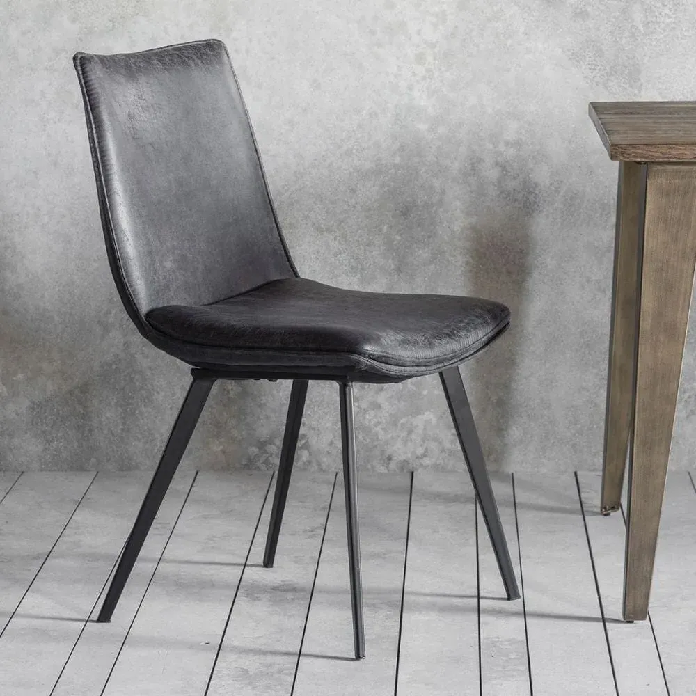 Set of 2 Dining Chairs - Charcoal, Faux Leather image