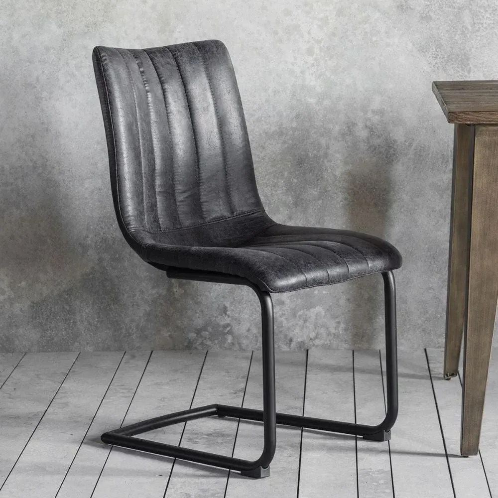 Set of 2 Dining Chairs - Charcoal, Faux Leather image