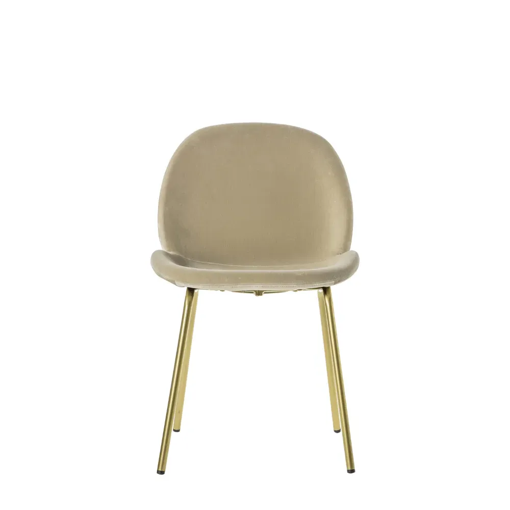 Set of 2 Dining Chairs - Cream, Velvet