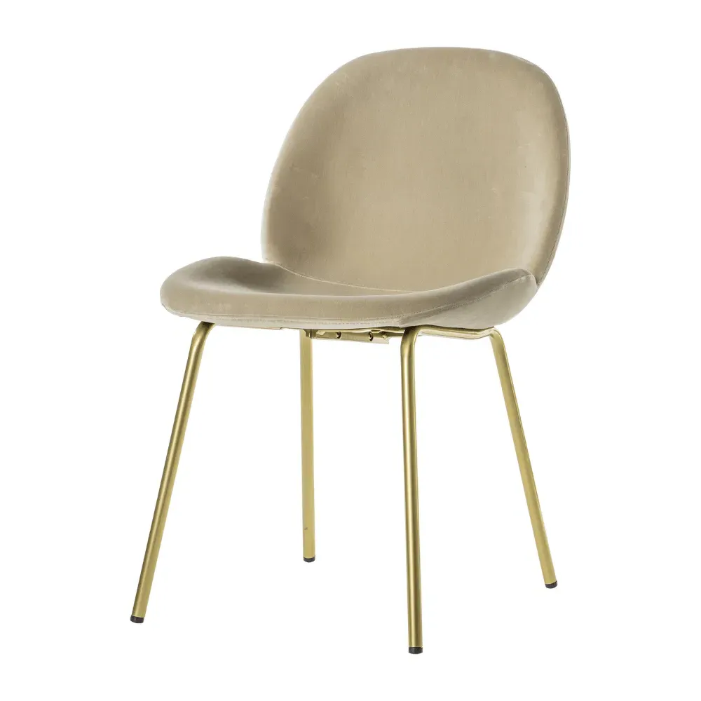 Set of 2 Dining Chairs - Cream, Velvet