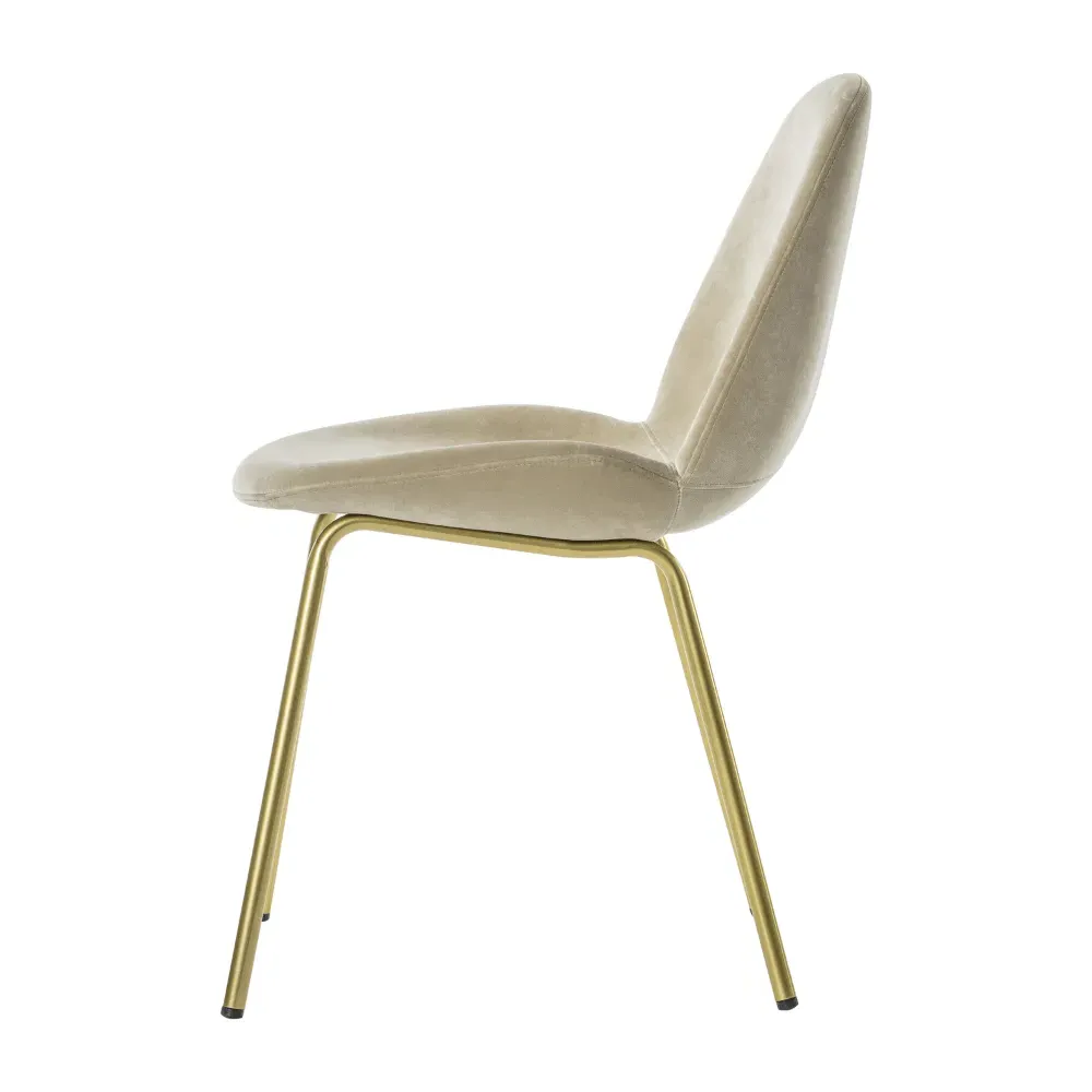 Set of 2 Dining Chairs - Cream, Velvet