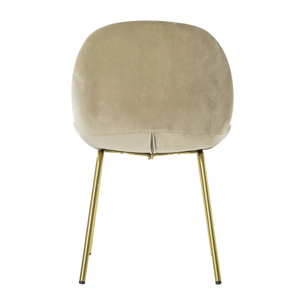 Set of 2 Dining Chairs - Cream, Velvet