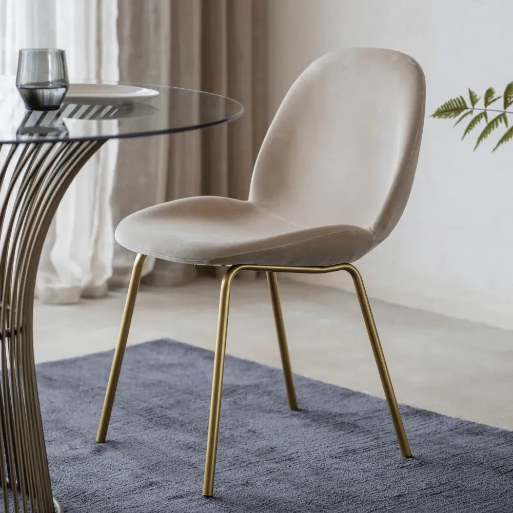 Set of 2 Dining Chairs - Cream, Velvet image
