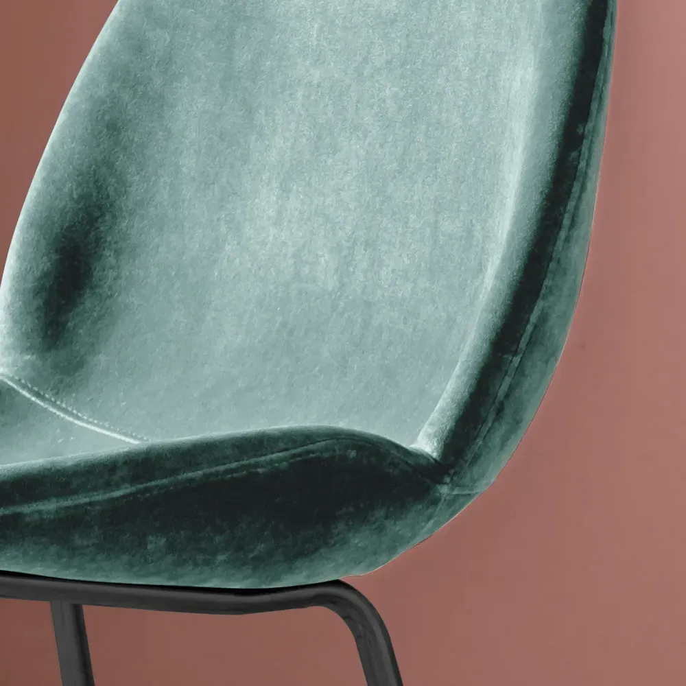 Set of 2 Dining Chairs - Green, Velvet
