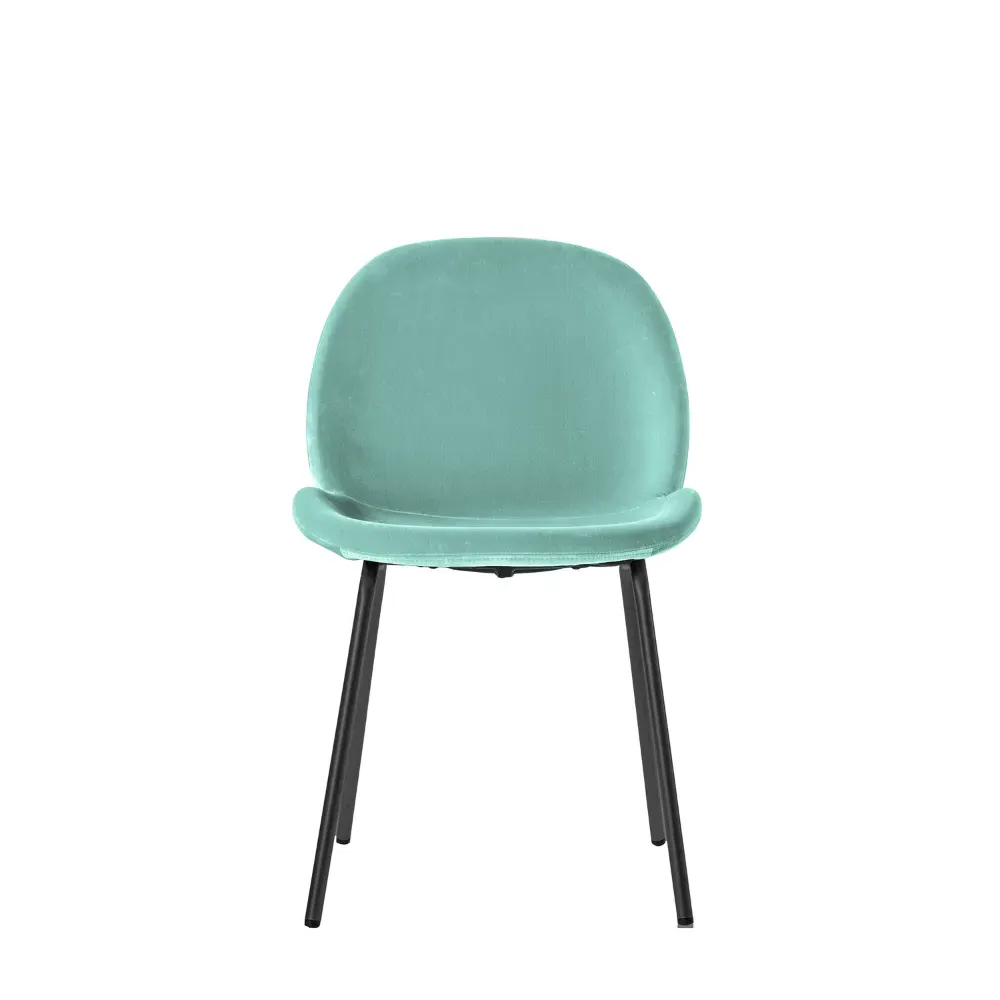 Set of 2 Dining Chairs - Green, Velvet