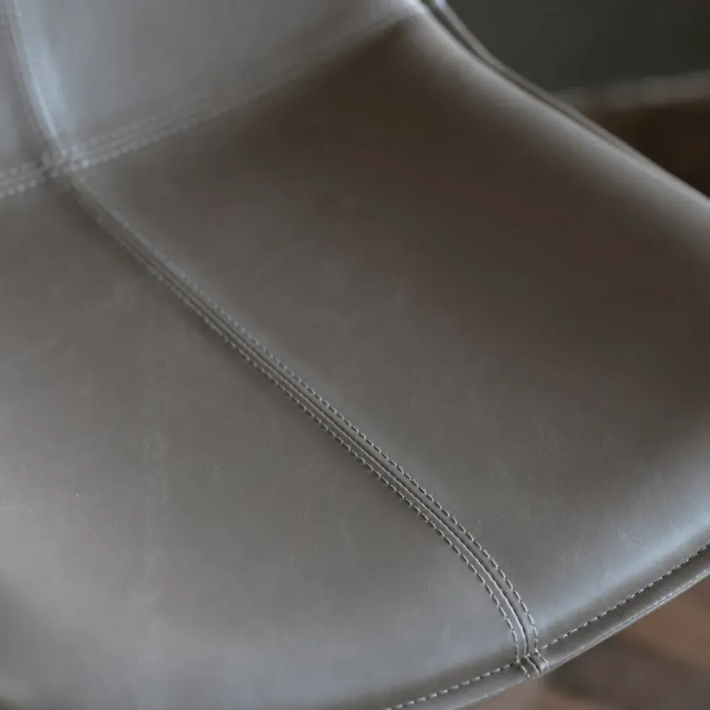 Set of 2 Dining Chairs - Grey, Faux Leather