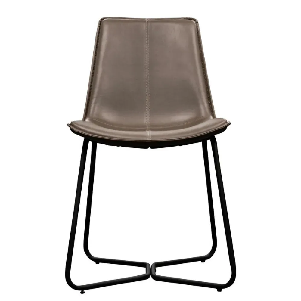 Set of 2 Dining Chairs - Grey, Faux Leather image