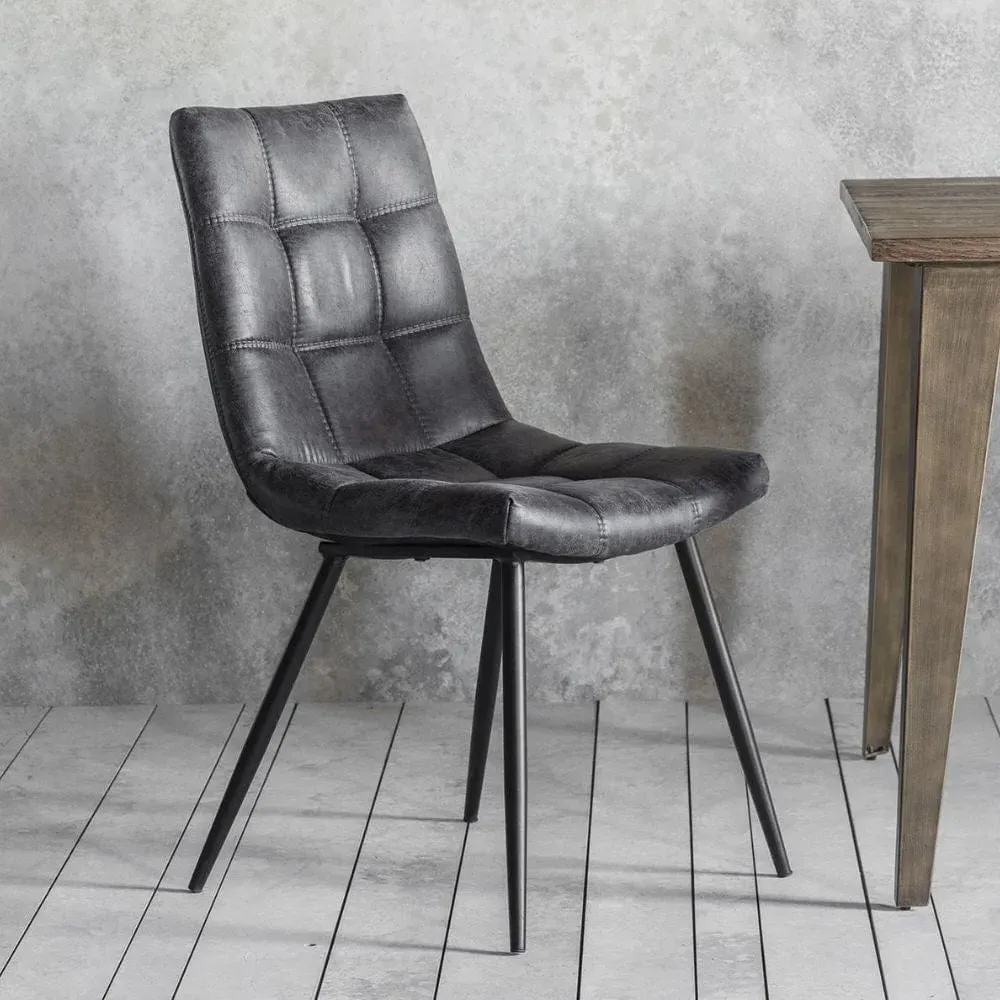 Set of 2 Dining Chairs - Grey, Faux Leather image