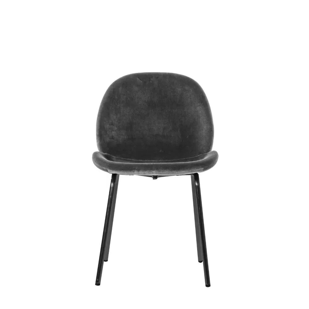 Set of 2 Dining Chairs - Grey, Velvet image