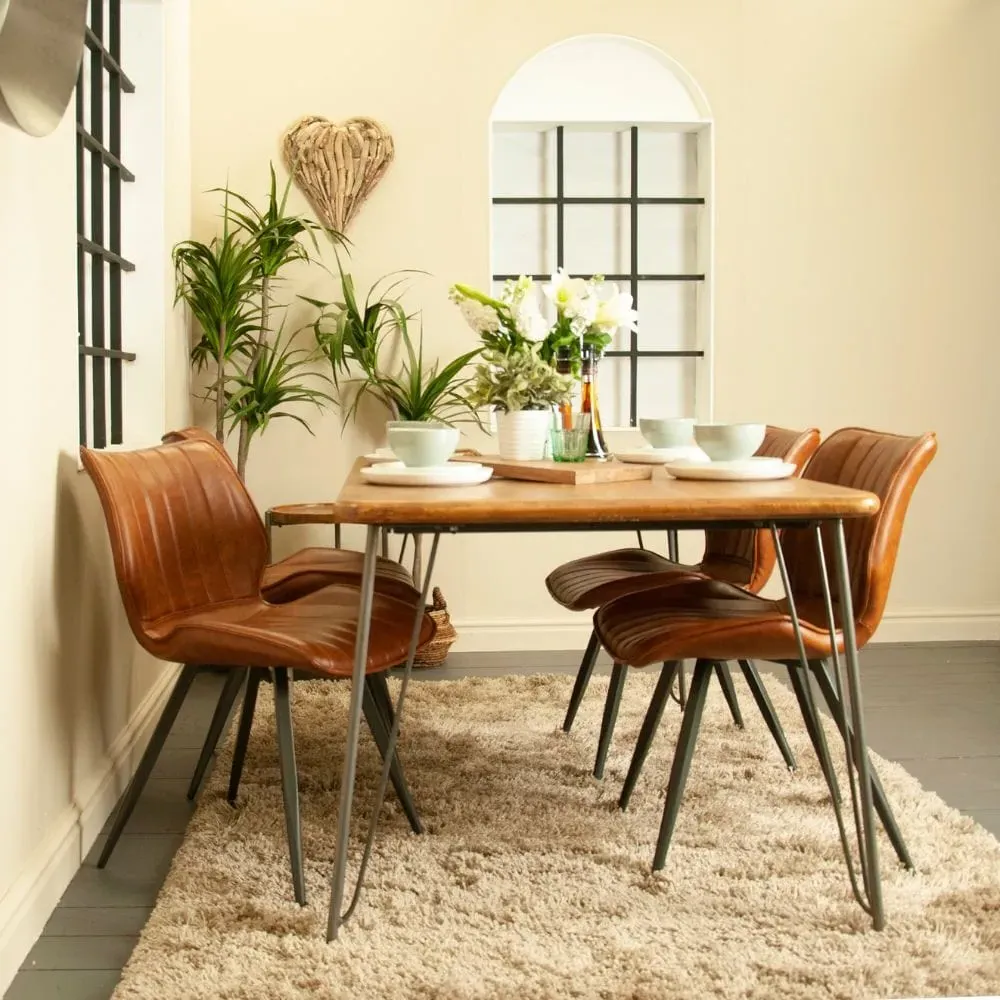 Set of 2 Dining Chairs - Tan, Vegan Leather image