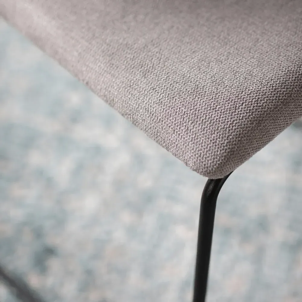 Set of 2 Dining Chairs Upholstered - Grey, Metal