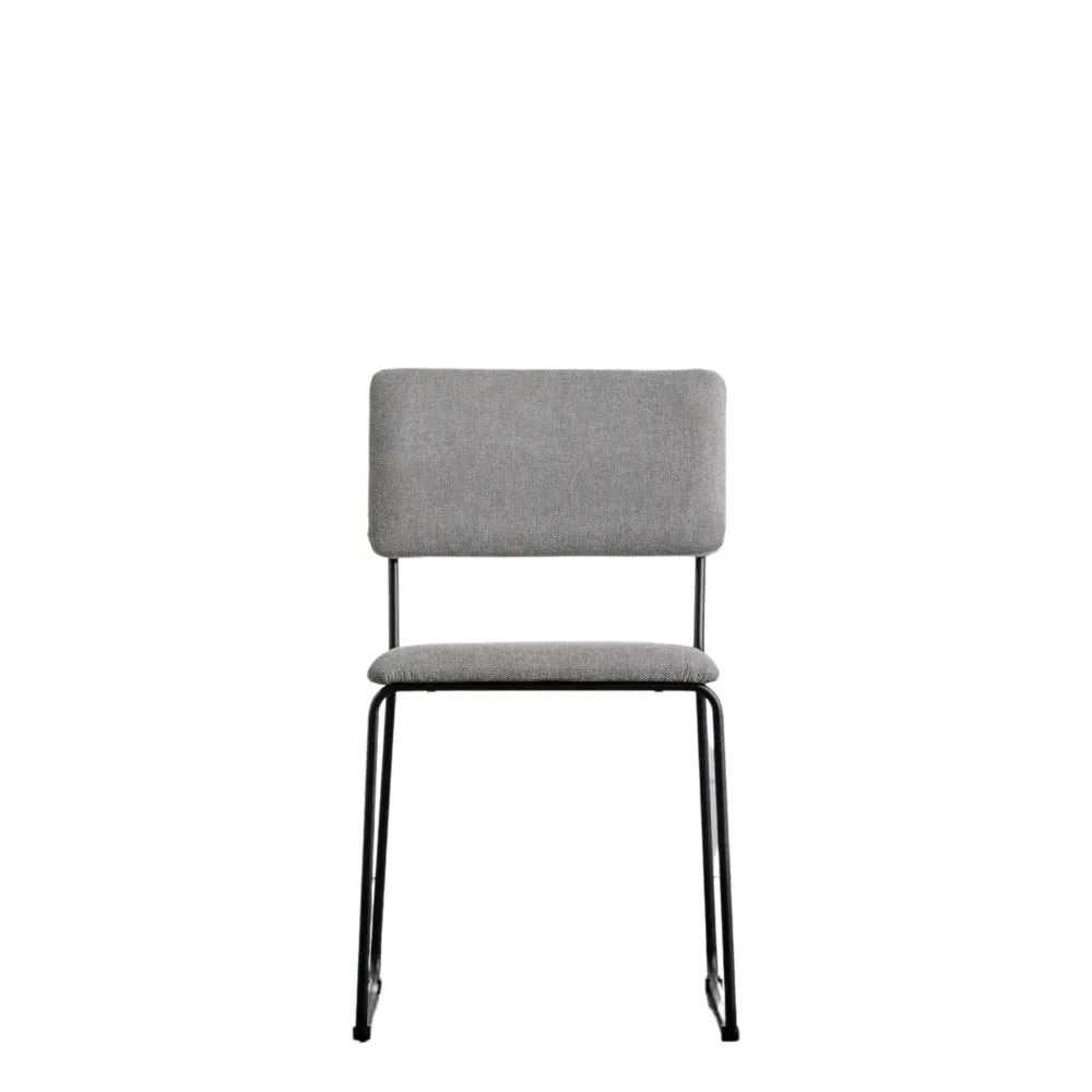 Set of 2 Dining Chairs Upholstered - Grey, Metal