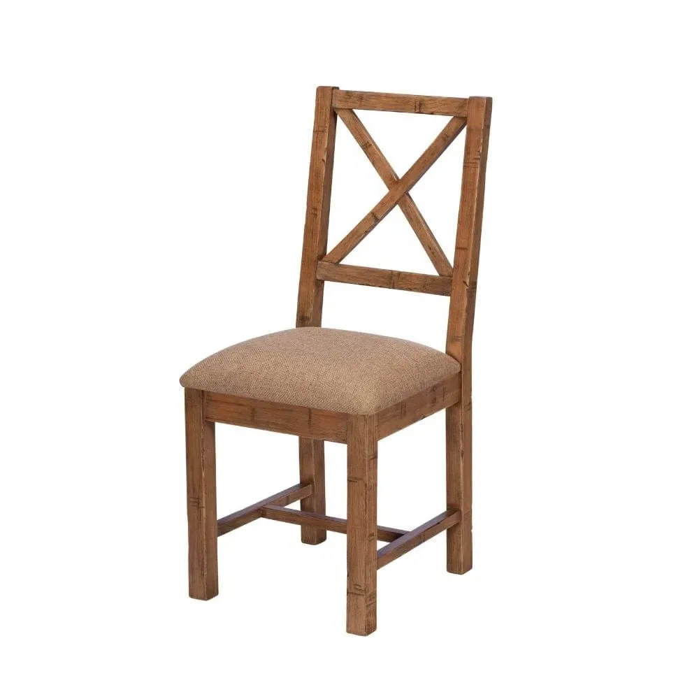 Set of 2 Dining Chairs - Upholstered, Reclaimed Wood image