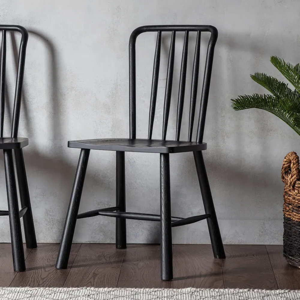 Set of 2 Dining Chairs with Wishbone Back - Black image
