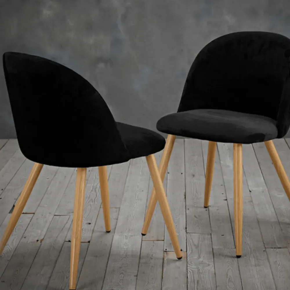 Set of 2 Mid Century Chairs - Black, Velvet image