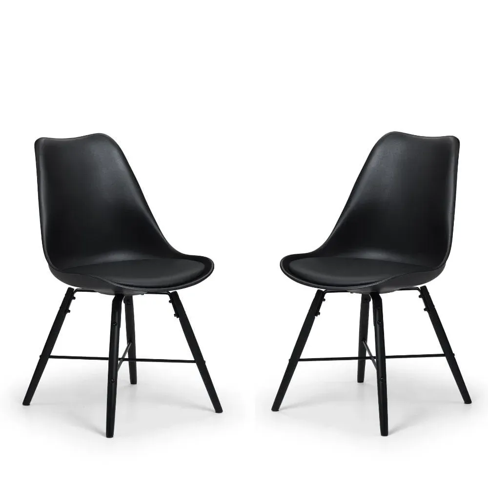 Set of 2 Padded Dining Chairs - Black, Steel image
