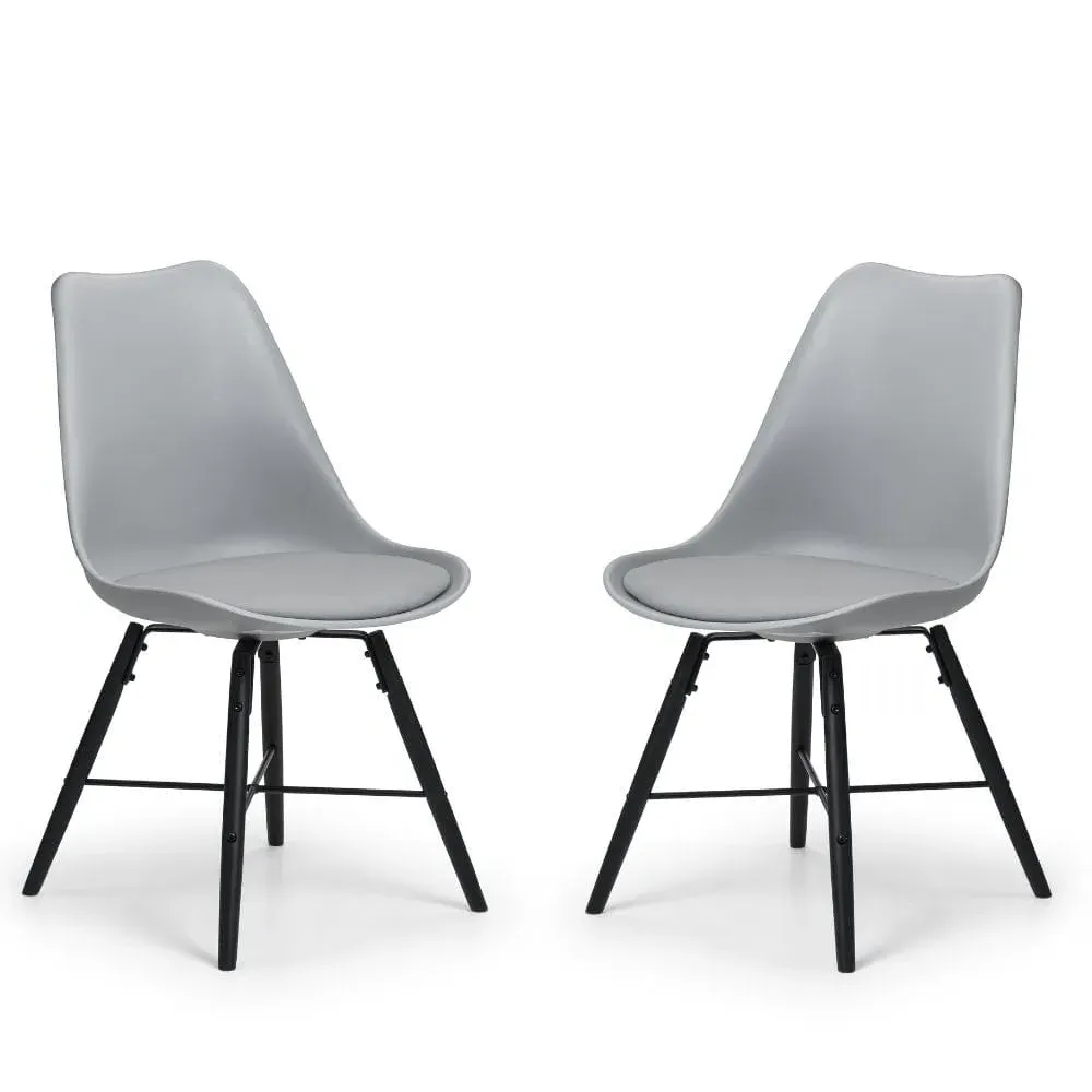 Set of 2 Padded Dining Chairs - Grey, Steel