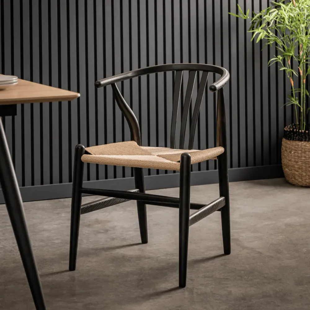 Set of 2 Woven Dining Chairs - Black image