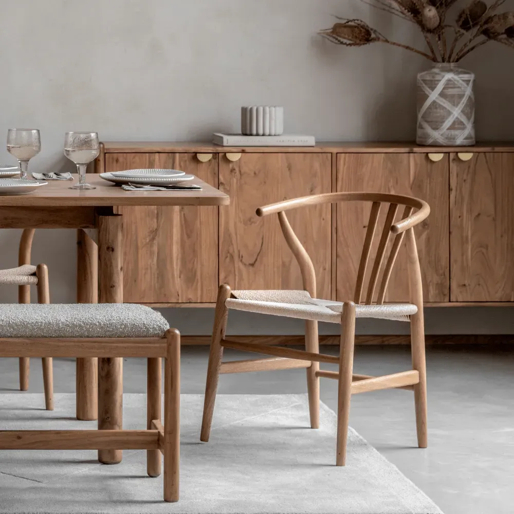 Set of 2 Woven Dining Chairs - Natural